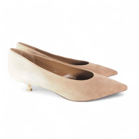 Kate Spade Dale Suede Pointed Toe Low Heel Pumps Cashmere Kid Beige Women's 8M - Picture 4 of 12